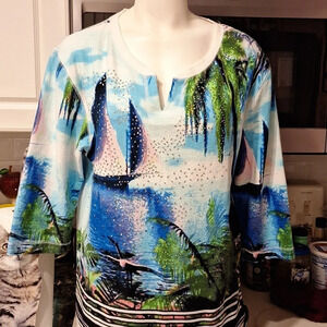 Womens Sportelle casual 3/4 sleeve regular size top XL